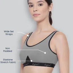 LYRA Colourblocked Full Coverage Non Padded Cotton Workout Bra- All Day Comfort image 5