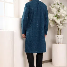MULTI SHADES Men Ethnic Motifs Embellished Thread Work Kurta image 4