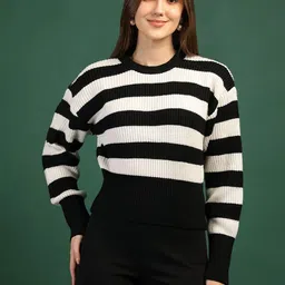 Mast & Harbour Women Striped Woollen Pullover image 4