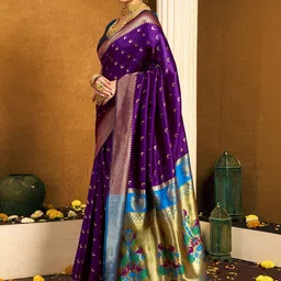 SANISA Woven Design Zari Silk Blend Handloom Saree image 5