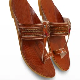 DFR Men Brown Synthetic Leather Comfort Sandals image 4