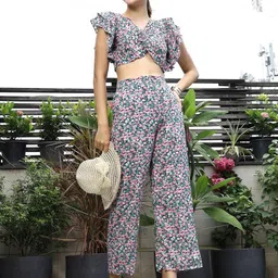 plusS Printed V-Neck Top With Trousers Co-Ords image 4