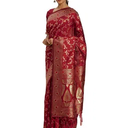 Maroosh Floral Woven Design Zari Banarasi Saree image 1