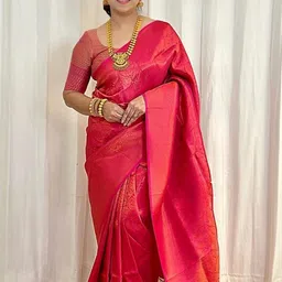 CANIZZARO Ethnic Motifs Zari Silk Blend Banarasi Saree-image-82