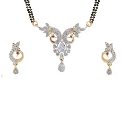 Sitashi Brass-Plated Brass American Diamond Necklace & Earrings-picture-21