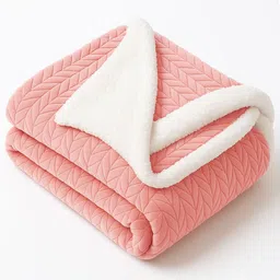 bsb home Peach-Coloured & White Heavy Winter 500 GSM Blanket-picture-55