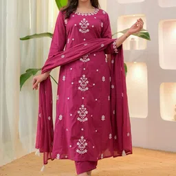 KALINI Women Ethnic Motifs Embroidered Regular Thread Work Kurta with Trousers & With Dupatta-picture-38