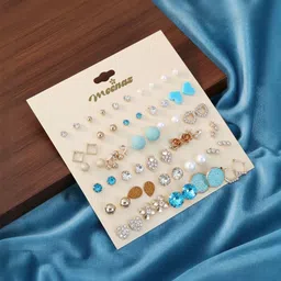 DIVASTRI Set Of 30 Gold-Plated Artificial Stones Studded Korean Circular Studs-picture-29