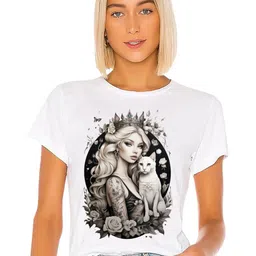 VLAM Women Printed Raw Edge T-shirt-image-20