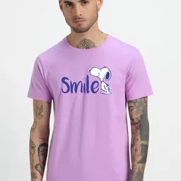 HESHA Men Snoopy Typography Printed Round Neck Cotton T-shirt-picture-31