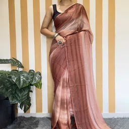 HERE&NOW Striped Pure Chiffon Ready to Wear Saree-picture-11