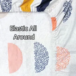 FABINALIV Off White & Navy Blue Geometric 300 TC King Bedsheet with 2 Pillow Covers image 2