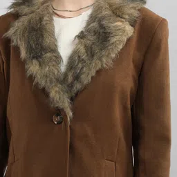 Plagg Single Women Notched Lapel Breasted Woollen Button Closure Overcoat image 2