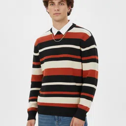glitchez Pure Cotton Shirt Collar Striped Pullover-picture-16