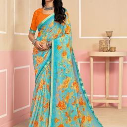 LeeliPeeri Designer Women Floral Printed and Lace Work Saree With Unstitched Blouse Piece-picture-33