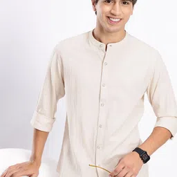Aeropostale Self Striped Band Collar Pure Cotton Casual Shirt-picture-38