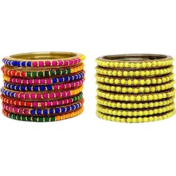 THE BLAZZE Set Of 16 Glass Artificial Stones & Beads Bangle-picture-41