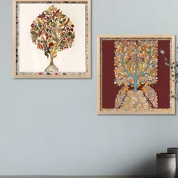 Kotart Brown Set of 2 Piece Traditional Wall Art With Frame Home Decor Wall Paintings image 2