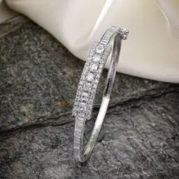 ZENEME Women Brass American Diamond Rhodium-Plated Bangle-Style Bracelet-picture-44