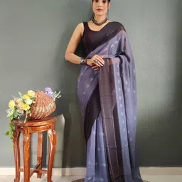 KALINI Floral Woven Design Zari Satin Ready to Wear Jamdani Saree-picture-21