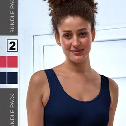 LYRA Pack of 2 Cotton Non-Wired Non Padded Workout Bra-image-50