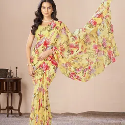 Garden Vareli Floral Printed Pure Georgette Saree Without Blouse Piece-image-51