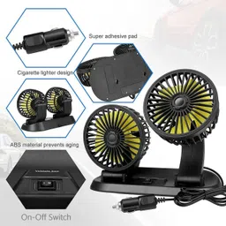 autogarh High Speed Moveable Dual head Car Cooling Fan 12V With 360 Degree A-229 Car Interior Fan image 4