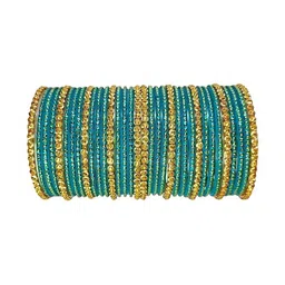 SD Star Teal Glass Artificial Stones & Beads Bangle-picture-30