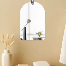 Art Street Silver Toned Arched Shaped Frameless Hanging Wall Mirror-picture-29
