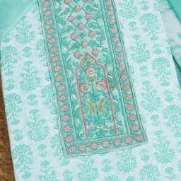 Soch Floral Printed Thread Work Cotton Unstitched Dress Material image 2