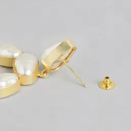 Anouk Gold-Plated Mother of Pearl Beaded Circular Drop Earrings image 3