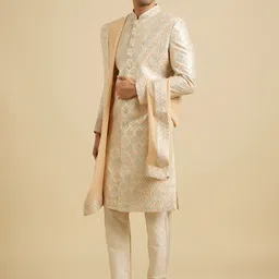 Manyavar Men Embroidered Sequin Work Sherwani Set With Dupatta image 5