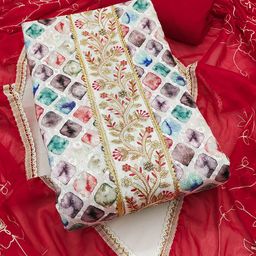 MANVAA Embellished Beads & Stones Unstitched Dress Material-picture-32