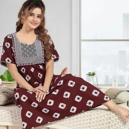 Inner Beats Women Maroon Nightdress-picture-39
