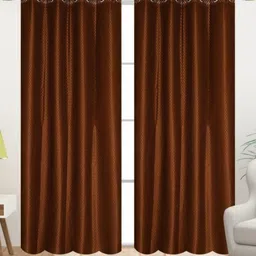 UrbanArts Coffee Brown Set of 2 Embroidered Sheer Window Curtain image 3