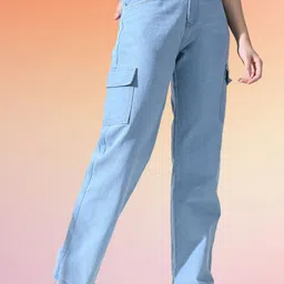 Mevan Women Classic Boyfriend Fit Mid-Rise Denim Stretchable Cargo Jeans-image-15