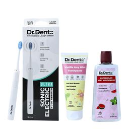 Dr.Dento Set Of 3 Mint Toothpaste- 125 ml & Mint Mouthwash- 300 ml With Toothbrush-picture-41