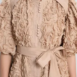JC Collection Women Self Design Mandarin Collar Tie-Ups Fit & Flare Dress image 4