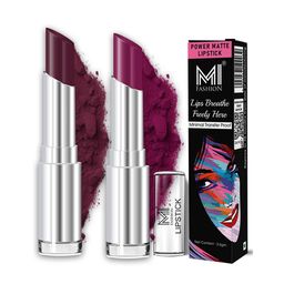 MI FASHION Set Of 2 Creamy Matte Long Lasting Lipstick-Maroon Glaze 06-Palatinate Purple12-picture-26