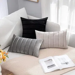 Khooti Black Set of 2 Striped Square Cushion Covers image 3