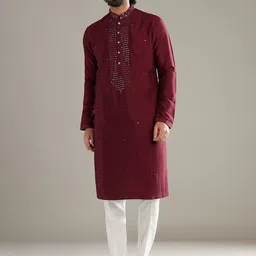 KALKI Fashion Men Embroidered Regular Mirror Work Kurta with Pyjamas-picture-37