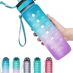 FINIFAB Blue & Purple Single Colourblocked Water Bottle image 1