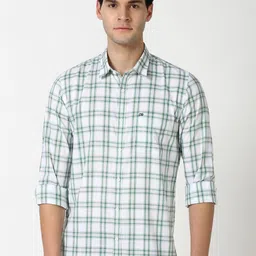 Peter England Casuals Men Spread Collar Tartan Checked Cotton Slim Fit Casual Shirt-picture-16