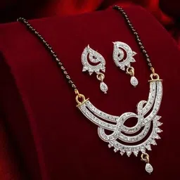 Arjun Traders Stone-Studded & Beaded Mangalsutra With Earrings-picture-18