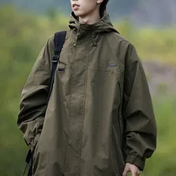 HERE&NOW Men Hooded Solid Casual Bomber Jacket-picture-0