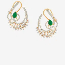 kushal's fashion jewellery Kushal's Fashion JewelleryGreen Geometric Cubic Zircon Studs Earrings image 2
