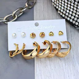 Crazy Queens Women Pack Of 6 Oval Hoop Earrings-picture-14