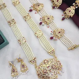 maytreline Brass Gold-plated Gold, White, Red Jewel Set-picture-26