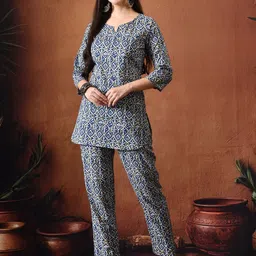 TRUVON FASHIONS Printed Cotton Tunic With Trouser Co-Ords-image-13