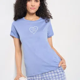 Dreamz by Pantaloons Printed Round Neck Short Sleeve Pure Cotton Lounge T shirts-image-70